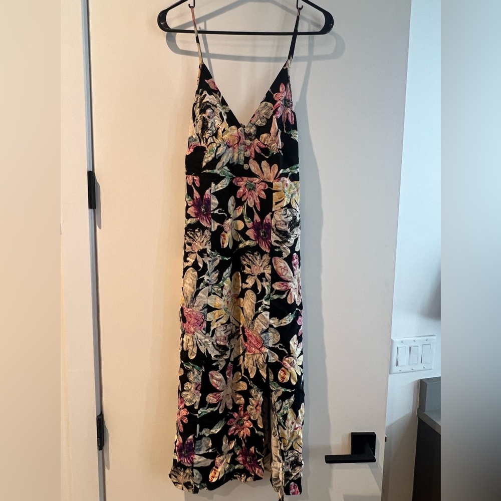 Floral midi dress with side slit